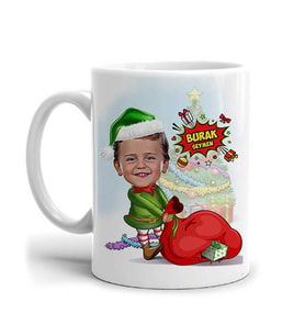 Kişiye Özel Çocuk Noel Baba Karikatürlü Kupa Bardak
