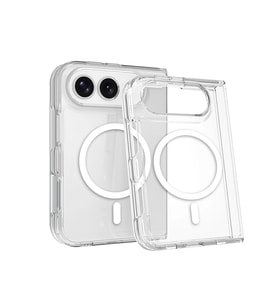 Apple iPhone Duo Kılıf Zore M-safe Şarj Özellikli Şeffaf Kamera Çerçeveli UTS PC Kapak