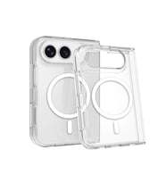 Apple iPhone Duo Kılıf Zore M-safe Şarj Özellikli Şeffaf Kamera Çerçeveli UTS PC Kapak