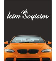 Kişiye Özel Oto Sticker Size Özel Isim Stance Taçlı Büyük Boy Cam Yazısı Araba Stickerı (Beyaz)