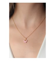 Mey İthalat® Gold Pembe Renk Kelebek Figür Kadın Kolye