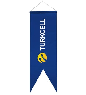 Turkcell Logolu Kırlangıç Bayrak 100x300 cm 1.Sınıf Saten Kumaş