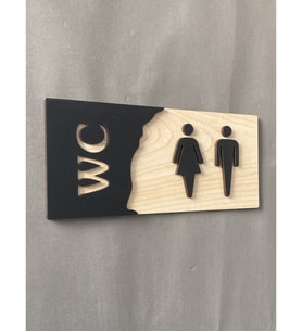 Meşe Serisi Kabartmalı Natural WC Yönlendirme Levhası