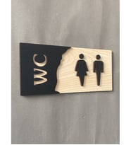 Meşe Serisi Kabartmalı Natural WC Yönlendirme Levhası