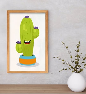 BK Gift  Kaktüs Tasarımlı Dekoratif Retro Ahşap Çerçeveli Tablo-13