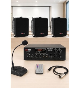 Lastvoice Black Large Paket-2 Hoparlör ve Anfi Anons Ses Sistemi Seti