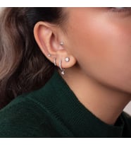 Gümüş Renk Tektaş Küpe 6 mm Zirkon Taşlı Rodyumlu (Çok Renkli)