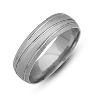 Gümüş Bombeli Çizgi Desenli Rodyum Alyans  SL5877