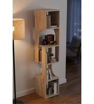 Kitaplık Ahşap Dekoratif Raf 5 Katlı Modern Çok Amaçlı Kitaplık Salon Ofis Kitaplığı 7065 Traverten