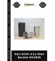 Özel Üretim Set Bar Sunum Aksesuar Deri Kılıflı 4'Lü Shot Bardak Alk3926