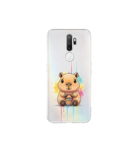 Oppo A9 2020 ile Uyumlu Splash Kapibara Tasarımlı Şeffaf Silikon Kılıf