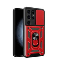 Samsung Galaxy S24 Ultra Kılıf Pars Lens Yüzüklü Silikon - Kırmızı