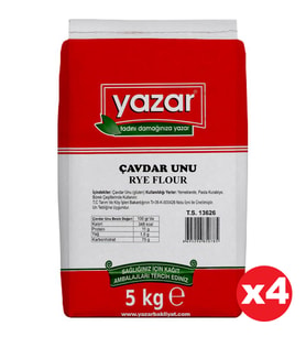 Yazar Taş Değirmende Öğütülmüş Çavdar Unu 5 Kg x 4 Paket