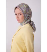Etnik Desen Saf İpek Twill Eşarp  - 2026 İlkbahar-Yaz (T)   4314