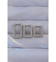 pilelistore 316L Çelik Gümüş Renk Dikdörtgen Küpe Seti - TJ-BKP9160