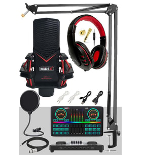 Midex GMX-1 Effective set Condenser Mikrofon Ses Kartı Kulaklık Canlı Yayın Paketi (Telefon ve PC)