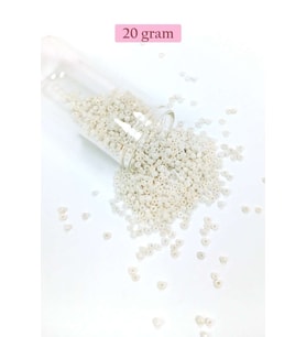 Dökme Cam Kum Boncuk (11/0) 2 mm - 20 Gram - Parlak Beyaz - BNC030