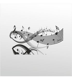 Folyo Sticker Müzik Notaları 40cm Uzunluk (Karışık)