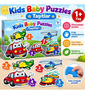 LCBYB00 Kids Baby Puzzles - Taşıtlar / 2+2+3+4 Parça Puzzle / +1 yaş