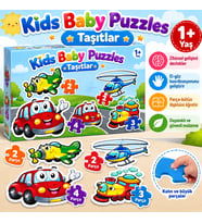 LCBYB00 Kids Baby Puzzles - Taşıtlar / 2+2+3+4 Parça Puzzle / +1 yaş