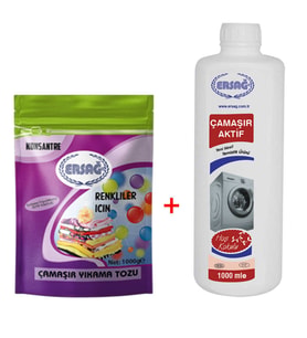 Ersağ Renkli Çamaşır Yıkama Tozu 1000 G + Çamaşır Aktif 1000 Ml. (Renksiz)