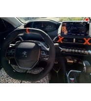 DİKİŞLİ DİREKSİYON KILIFI KARBON / NOKTA DERİ TURUNCU YÜZÜK TURUNCU DİKİŞ PEUGEOT 2008 3008 İÇİN