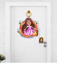 BK Gift Kişiye Özel Kız Çocuk Prenses  Karikatürlü Çocuk Odası Ahşap Kapı Süsü-1