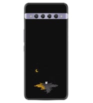 TCL 10 Plus Kılıf Silikon Desen Ay ve Kedi 1683