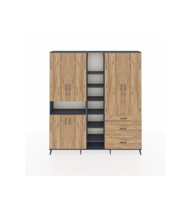 Arges Gardrop 13 Raflı 3 Çekmeceli 6 Kapaklı 220x30x243 Antrasit-Çam
