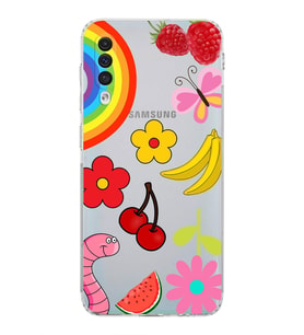 PrintiFy Samsung Galaxy A50 ile Uyumlu Water Color 5  Kamera Korumalı Şeffaf  Kılıf