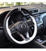 Nissan Qashqai Dikme Direksiyon Kılıfı Parlak Siyah Beyaz Detaylı Beyaz Çift Yüzük ve Dikiş 2017-2021