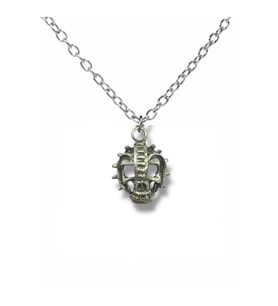 Miğferli Kuru Kafa Kolye  Askeri Temalı Gotik Metal Unisex Aksesuar – 60 cm Zincir (Gümüş)