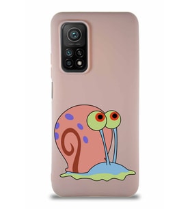 Xiaomi Mi 10T Soft Premier Kapak Salyangoz Gary Tasarımlı Silikon Kılıf - Pudra (Şeffaf)