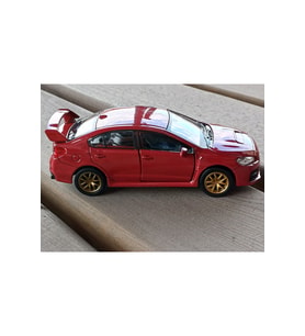 Lisanslı Subaru WRZ STI Çek Bırak Model Metal Araba (1:34) 43693D Kırmızı