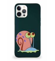 Apple iPhone 12 Pro Max Soft Premier Kapak Salyangoz Gary Tasarımlı Silikon Kılıf - Yeşil (Şeffaf)