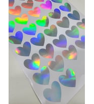 Yapışkanlı Sticker Kalp Şekilli Sticker Etiket Gökkuşağı Renkli 40 Adet 3.5x3.5 cm