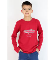 Breeze Erkek Çocuk Uzun Kollu Tişört Yazı Baskılı 8-14 Yaş, Bordo