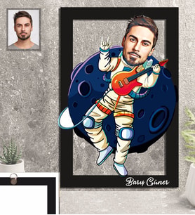 Kişiye Özel Uzay Karikatürlü 3D Ahşap Tablo 30x47 Bay-1