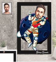 Kişiye Özel Uzay Karikatürlü 3D Ahşap Tablo 30x47 Bay-1