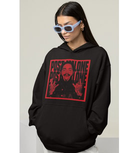 Tasarım Post Malone Rapper Baskılı Unisex Oversize Şarkıcı Hoodie