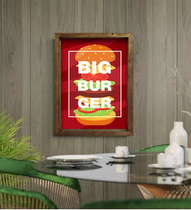 BK Gift Cafe & Bar & Restaurant Konseptli Doğal Masif Ahşap Çerçeveli Tablo-93