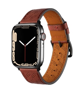 Apple Watch 44mm Uyumlu Kordon Deri Şık Tasarımlı Luxury Strap KRD-76 Kayış