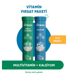 2'li Paket-Vitago Multivitamin+Kalsiyum Efervesan Tablet