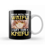 Cute Mess With The Waifu Get The Knifu Anime Girl Kupa Bardak Porselen
