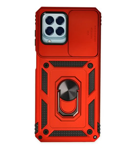 Galaxy M33 Kılıf Pars Lens Yüzüklü Silikon - Kırmızı
