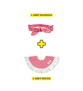BEZHANE %100 Organik Pamuk Kız Çocuğu Salya Önlük + Bandana (Çok Renkli)
