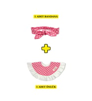 BEZHANE %100 Organik Pamuk Kız Çocuğu Salya Önlük + Bandana (Çok Renkli)