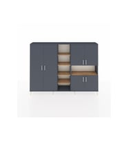Arges Dolap 13 Raflı 6 Kapaklı 220x30x163 Antrasit-Antrasit/Çam