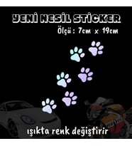 kedi köpek ayak izi ön arka cam uyumlu 2 ADET oto sticker - ışıkta renk değiştiren hologram sticker yapıştırma