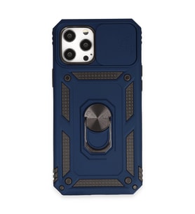 Apple İphone 12 Pro Max Kılıf Pars Lens Yüzüklü Silikon - Lacivert